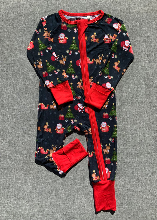 Christmas Eve One Piece Bamboo Pajamas RTS