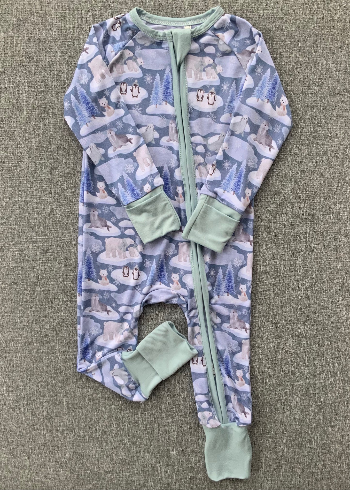 Arctic Animals One Piece Bamboo Pajamas RTS