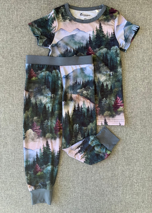 Blue Ridge Mountains Two Piece Bamboo Pajamas RTS