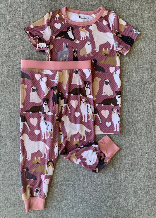 Puppy Love Two Piece Bamboo Pajamas RTS