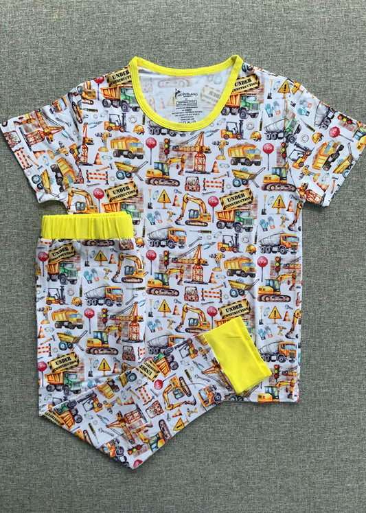 Construction Zone Two Piece Bamboo Pajamas RTS